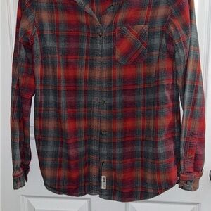 Roots Classic Red and Gray Plaid Button-Down Shirt